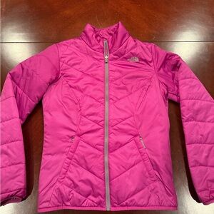 The North Face Pink Ski Jacket with Chevron Design